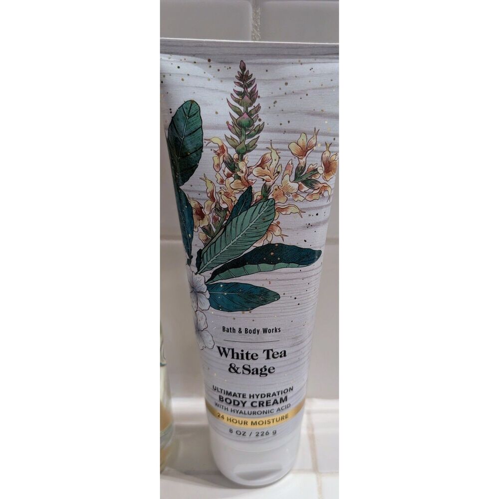 HTF Bath & Body Works White Tea & Sage Ultimate Hydration Body Cream 8 oz NEW